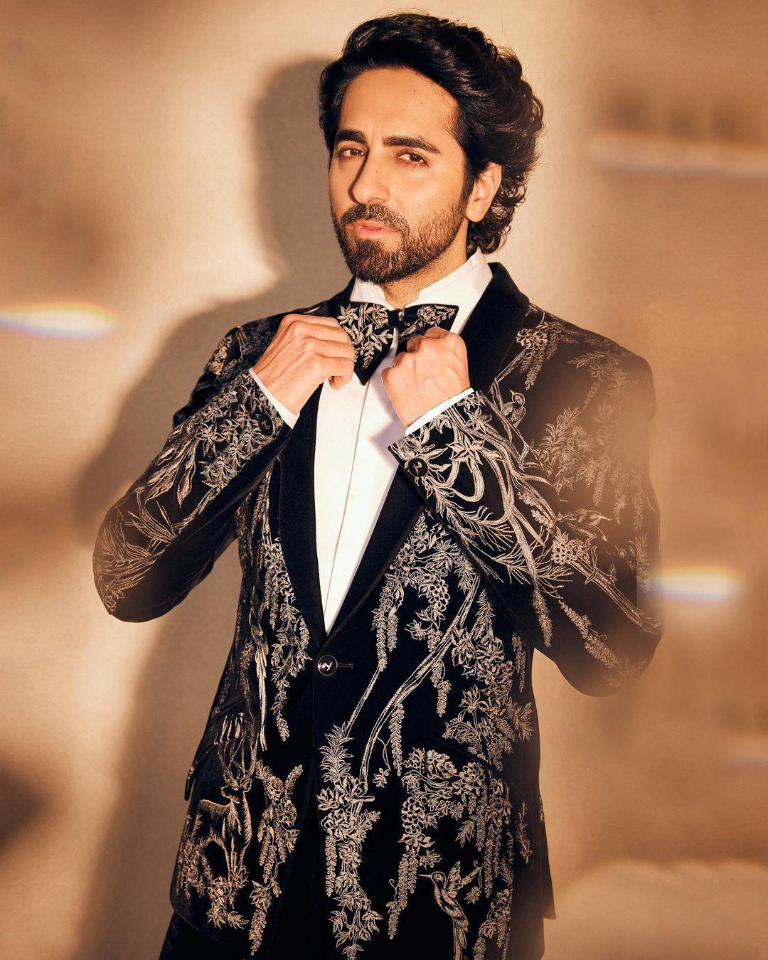 When Ayushmann Khurrana donned this sleek black suit adorned with intricate silver designs, his style hit all the right notes.