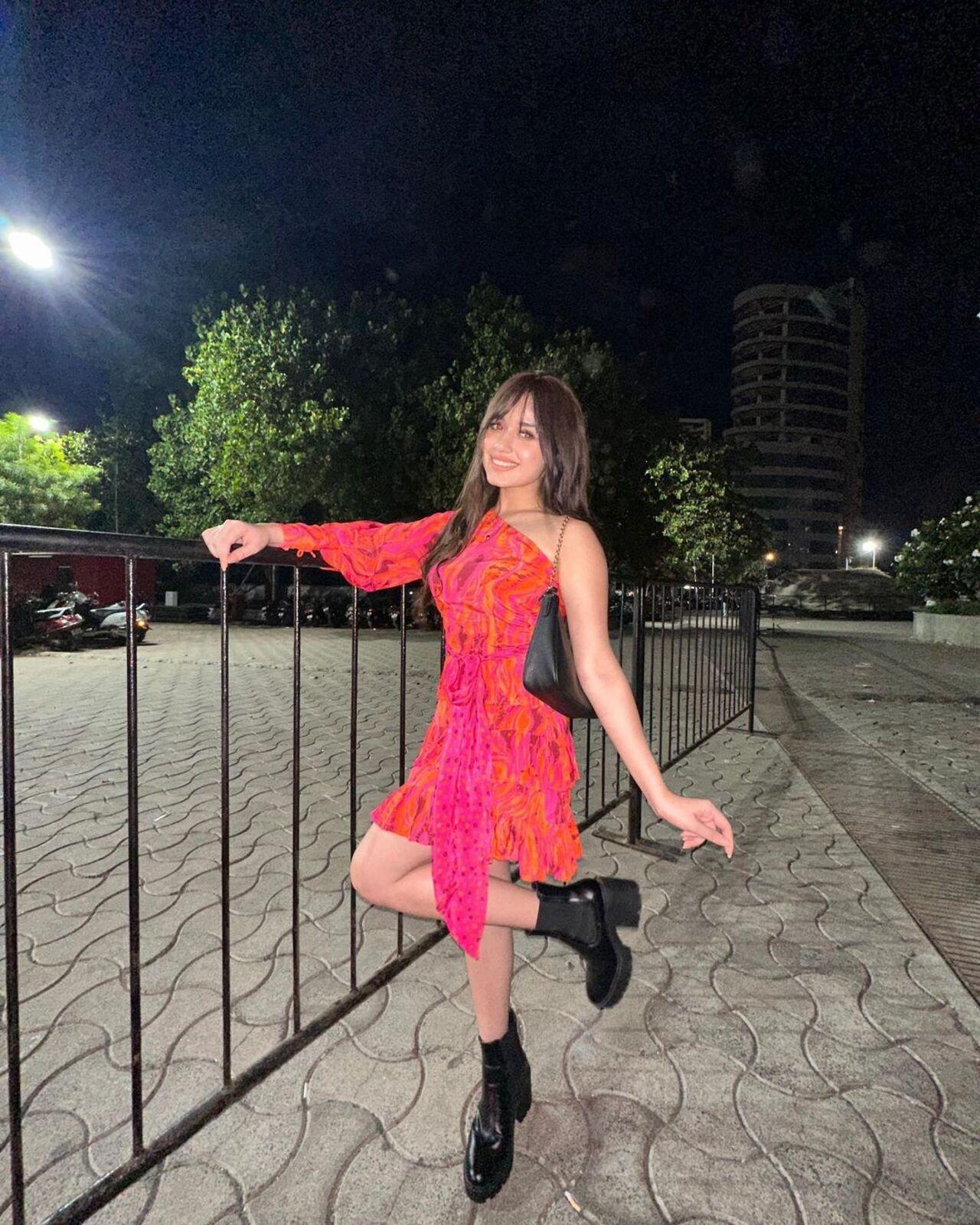 In the heart of the bustling city, amidst the twinkling lights, Jannat Zubair stepped out for a night to remember. Adorned in a pretty pink dress that seemed to have been plucked straight from a fairytale