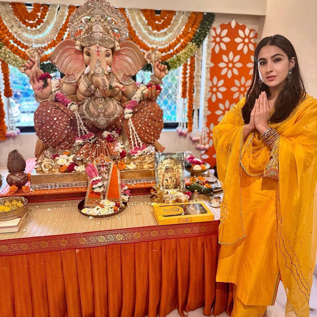 Sara Ali Khan made a striking fashion statement in an exquisite yellow salwar set.