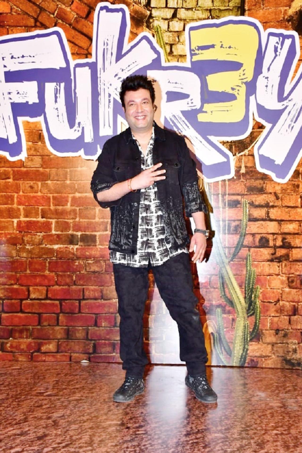 Varun Sharma made a stylish appearance wearing a printed white shirt with black jeans and a matching jacket