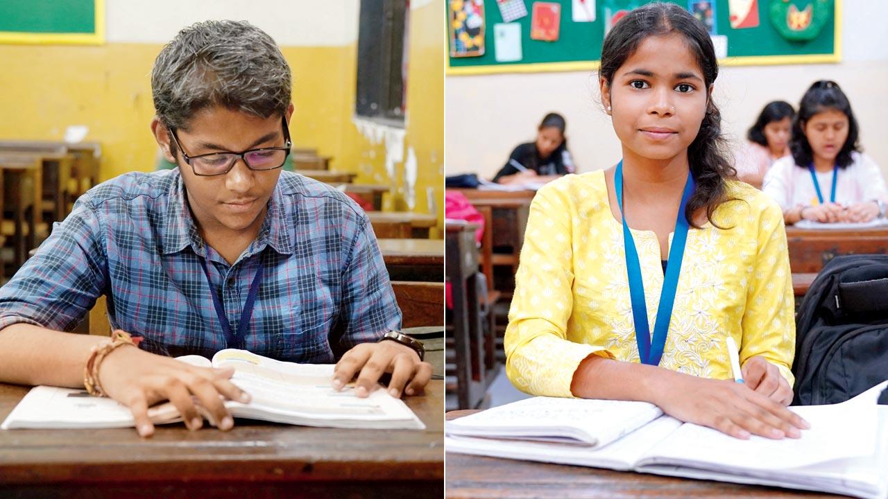 Class IX student Krushna Vinayak Thakur, 14, says he has been using  the facility since day one; (right) Roshni Sanjay Sharma, 16, lives in a one-bedroom home with her joint family consisting of 11 members