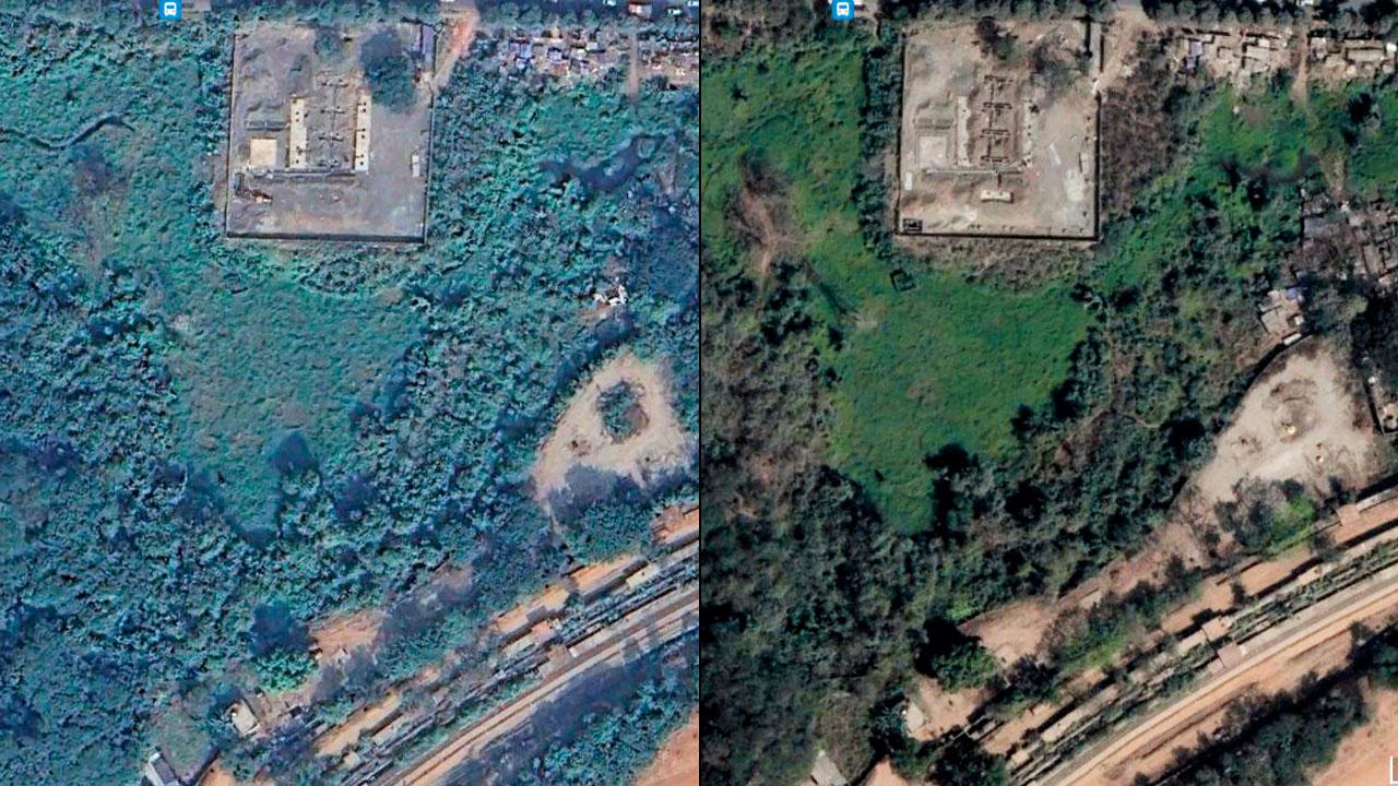 Satellite images show the affected areas in December 2021, and May 2023