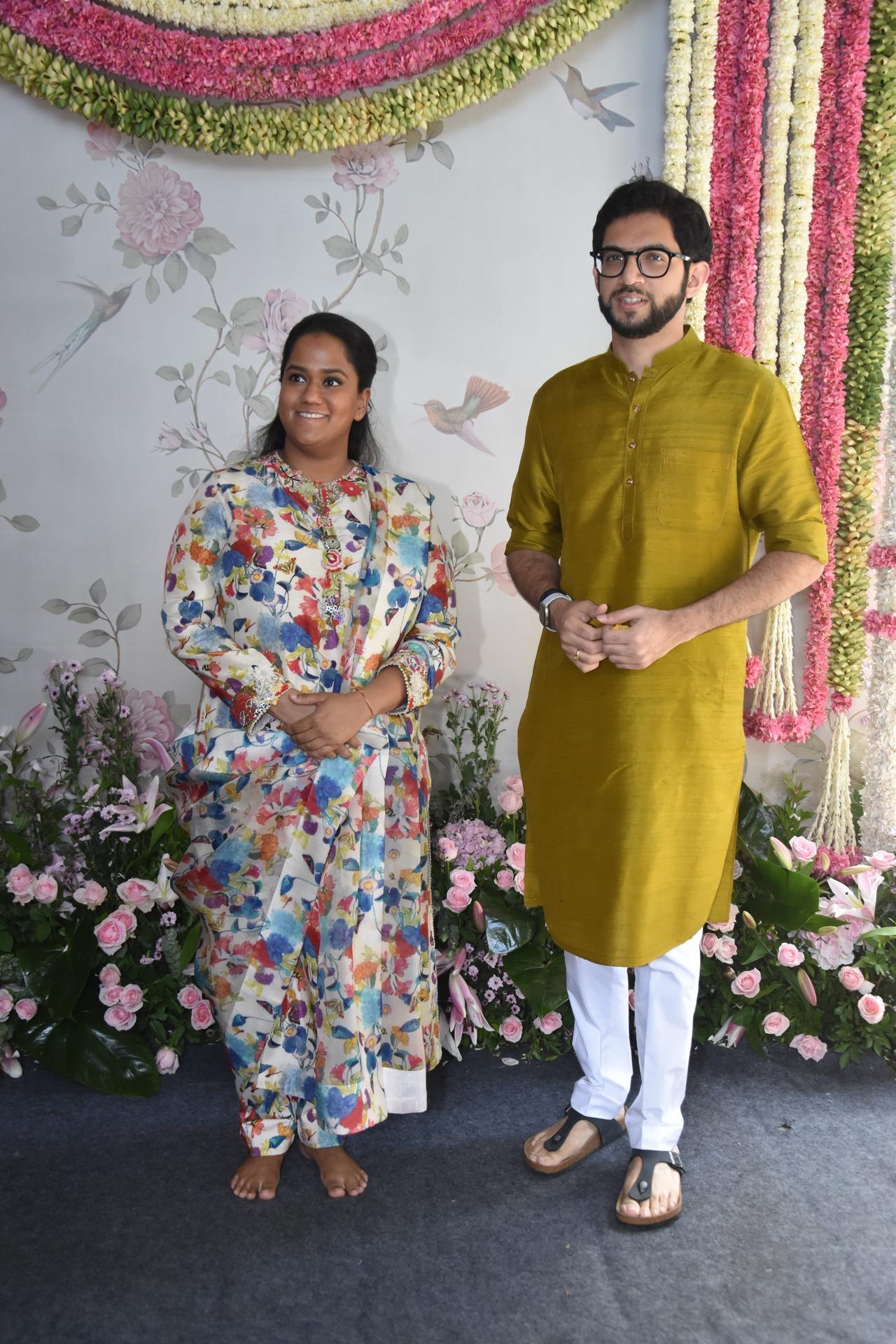 Arpita posed with Aditya Thackeray, as the political came to seek blessings at her Ganesh Chaturthi celebration