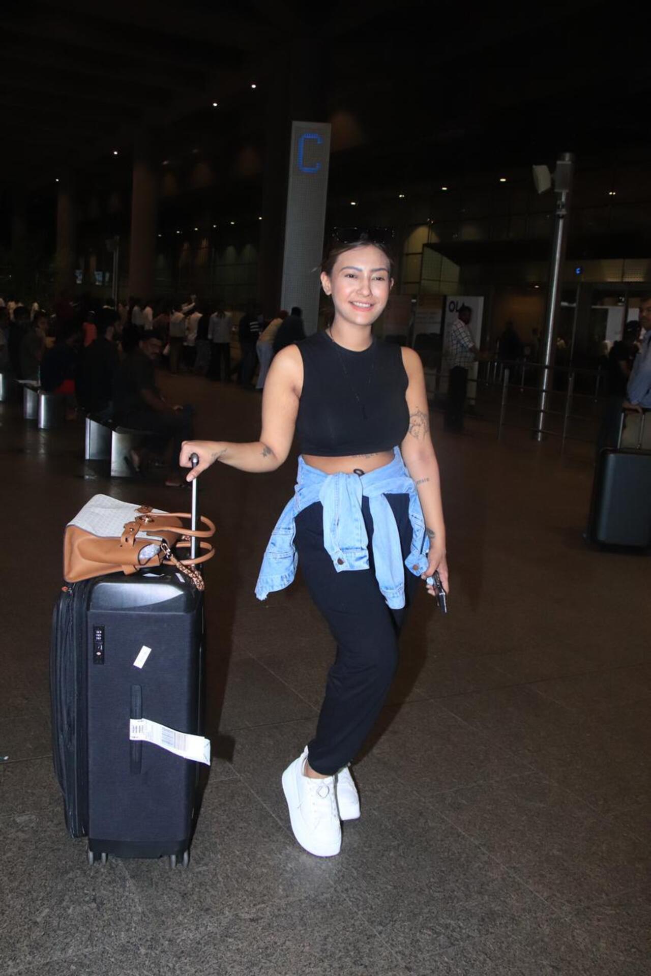Aashika Bhatia chose a sporty outfit for her airport look