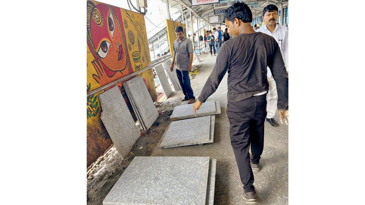 The new tiles on the bridge towards Bandra East