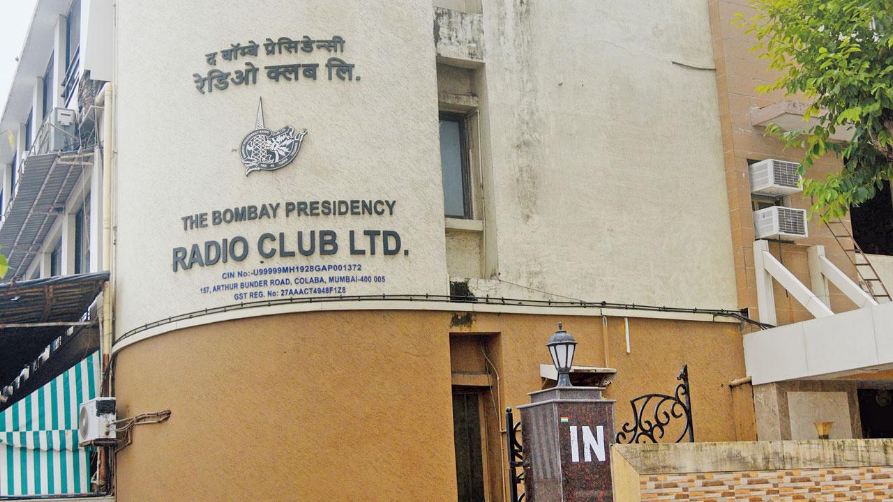 The Bombay Presidency Radio Club (also known as Radio Club) is a sports club was founded by Giachand Motwane, the first programmed radio broadcast in India was made from here. Pic/Pradeep Dhivar