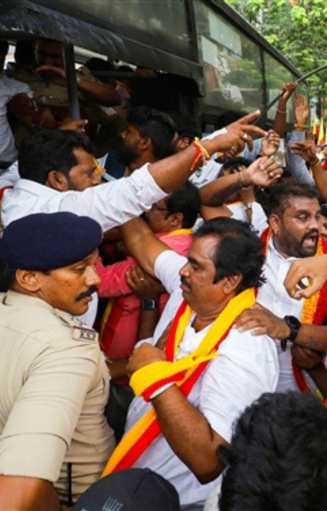 Farmer organisations, pro-Kannada outfits staged protests in Cauvery River basin districts including Bengaluru expressing their anger.
