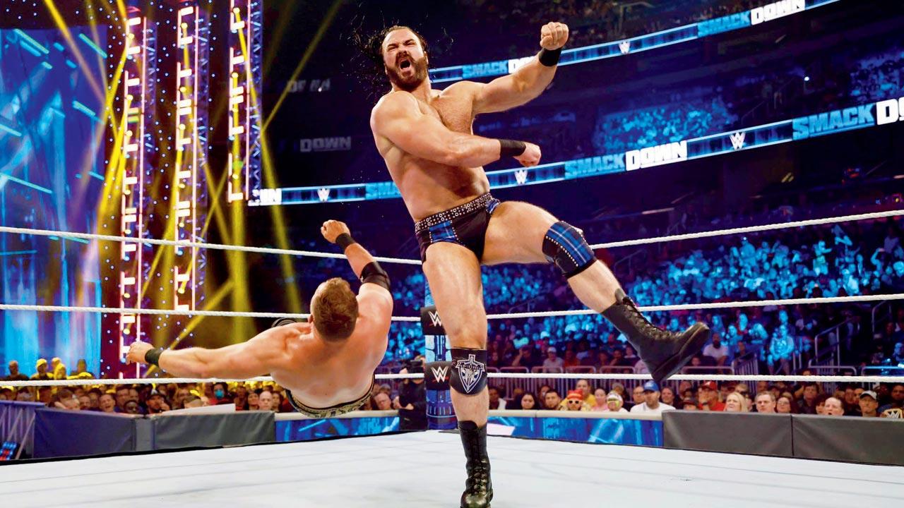 Drew McIntyre in action after he rejoined the WWE in 2017 after a break