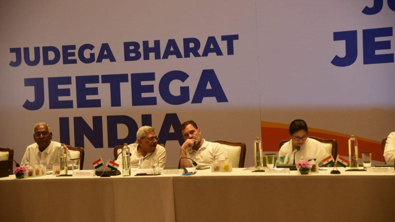 Another photo showed Sitaram Yechury and Rahul Gandhi interacting with each other at the meeting.