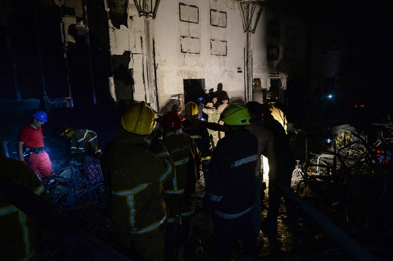 Videos from the site showed thick smoke billowing out of the Al Haytham Wedding Hall while crowds and ambulances gathered outside the venue