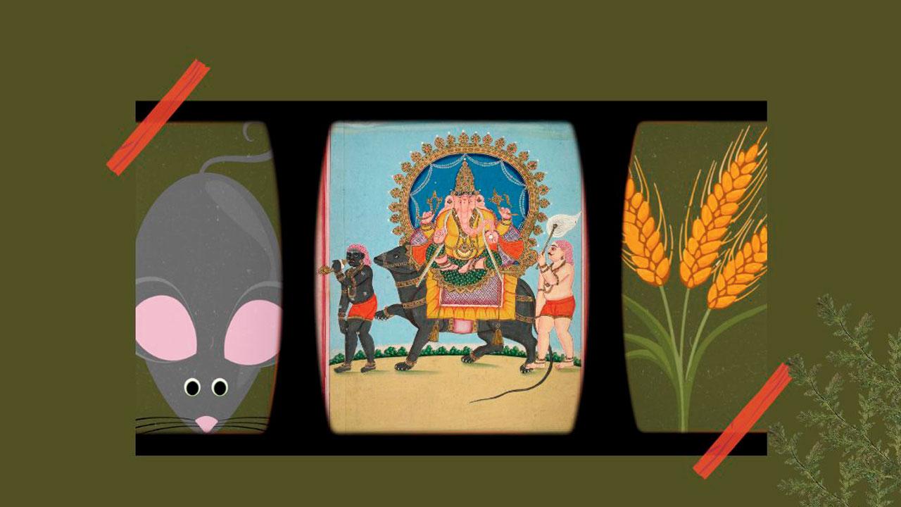 Ganesha on a rat. Illustration/The Mythology Project