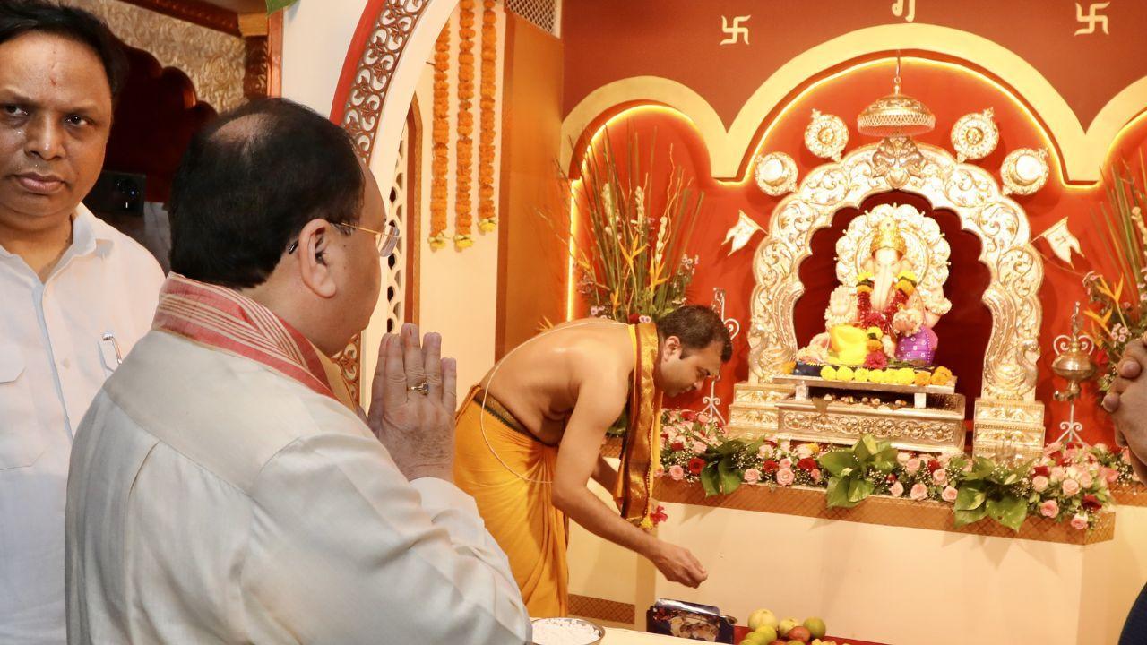 IN PHOTOS: BJP Chief JP Nadda visits iconic Ganesh Pandals during Mumbai visit
