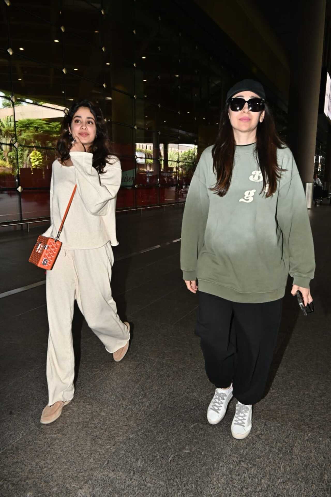 Karisma Kapoor and Janhvi Kapoor were photographed as they walked out of the airport together