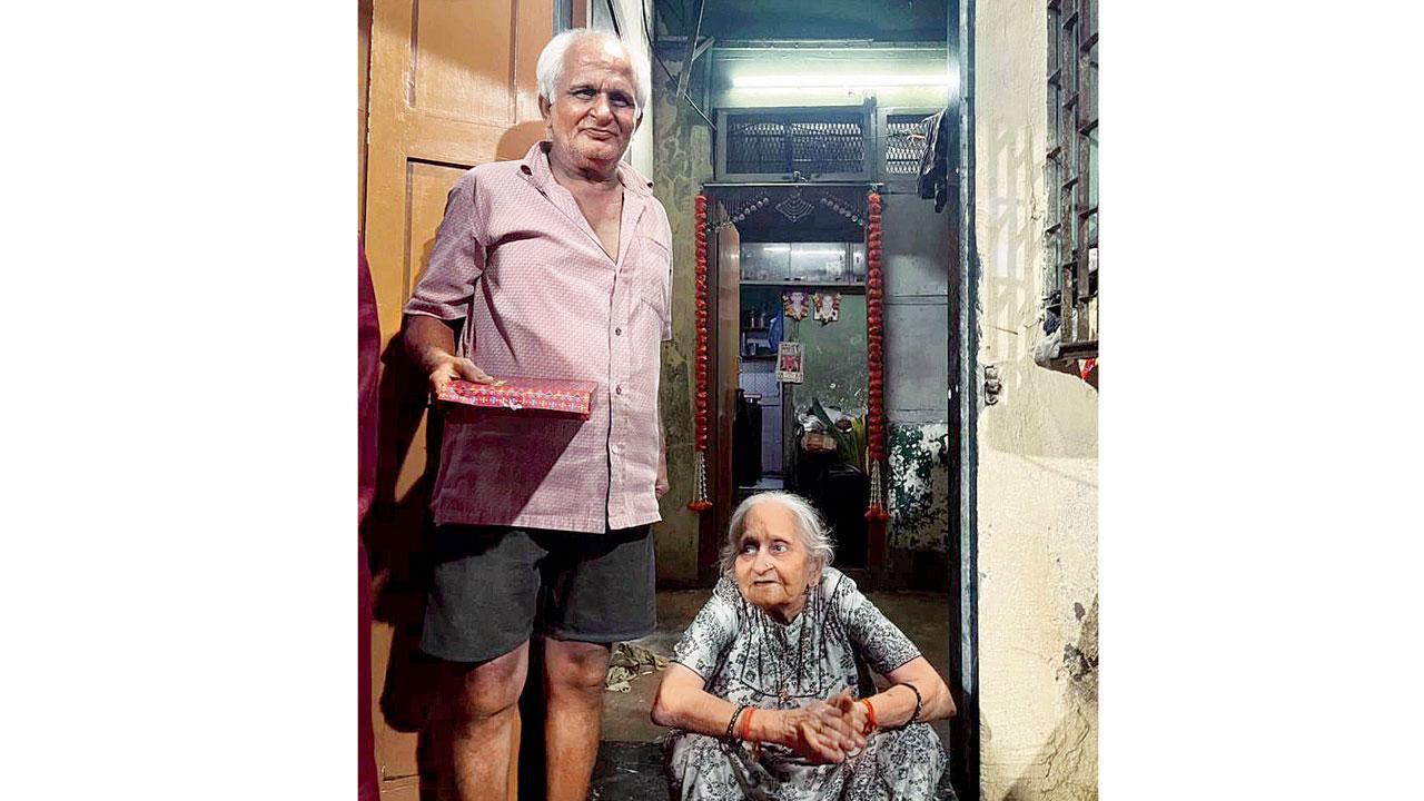 The twins’ uncle Jayesh and aunt Jayaben Thakkar at their house