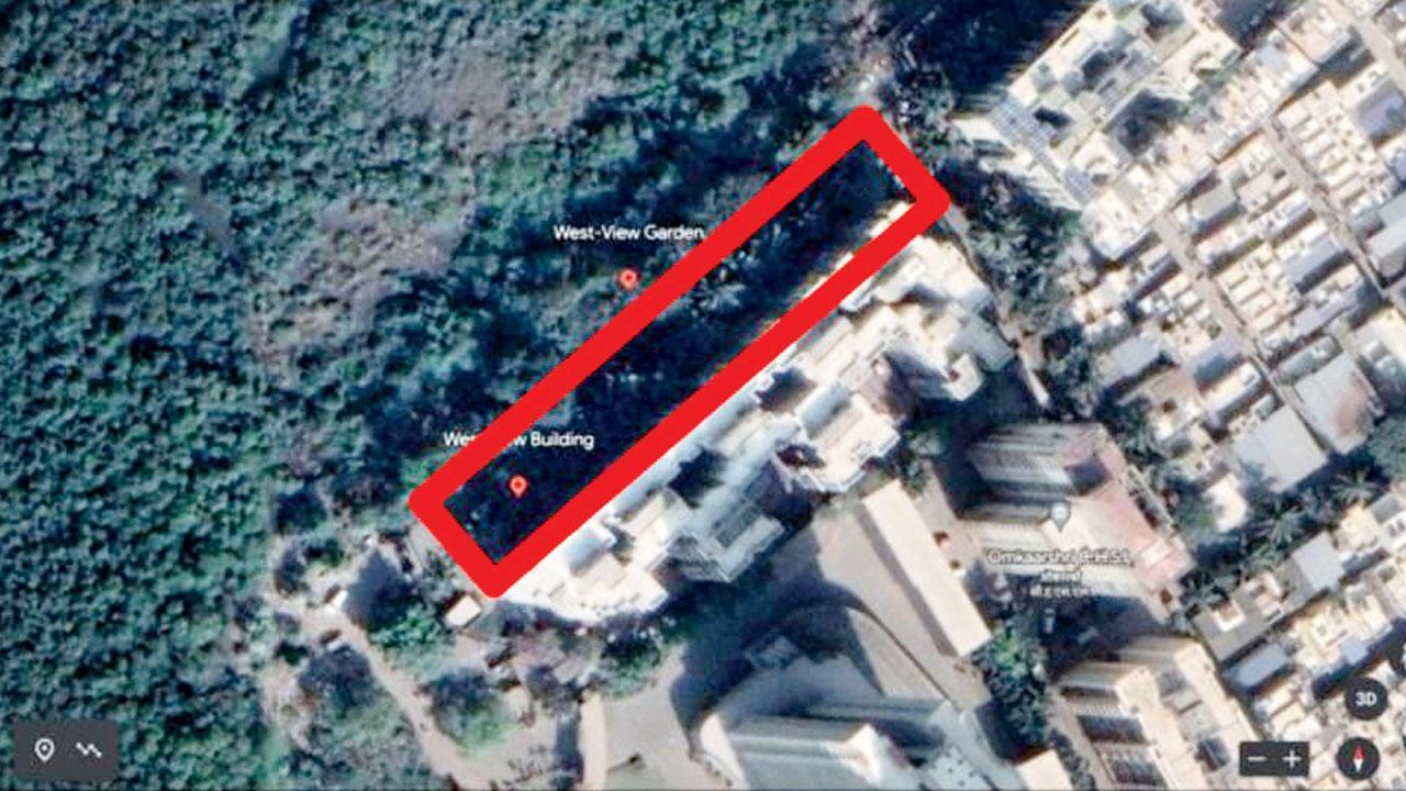 An aerial view of the building and garden. Pic/Nimesh Dave