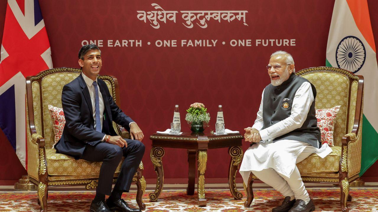 Prime Minister Narendra Modi and United Kingdom’s PM Rishi Sunak engaged in bilateral discussions on Saturday. They held talks on enhancing trade ties on the sidelines of the G20 Summit in New Delhi. Pics/PTI