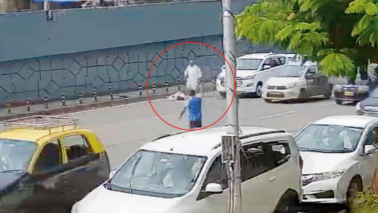 CCTV footage shows Ismail Ansari’s car hits Pushpa Keni, causing her to fall on the road. Ansari is then seen going to her aid