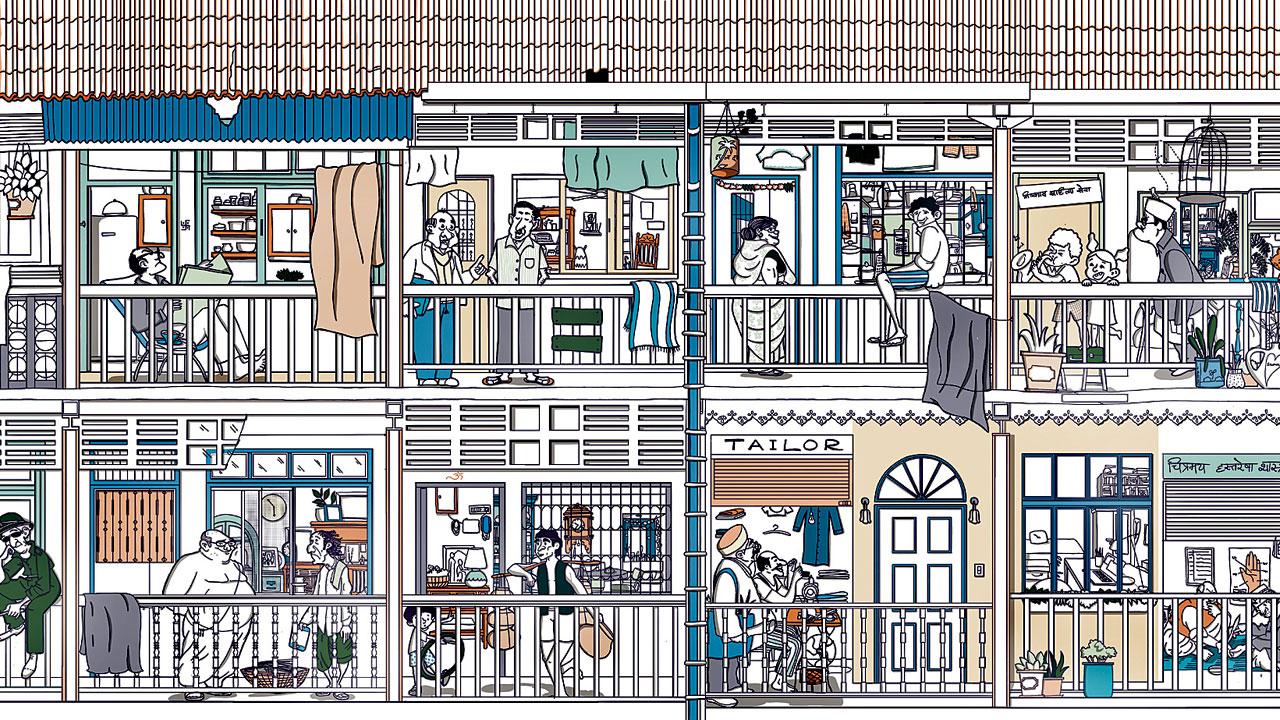 The illustration of the chawl by Priyanka Menon Melchis. Pic Courtesy/Instagram