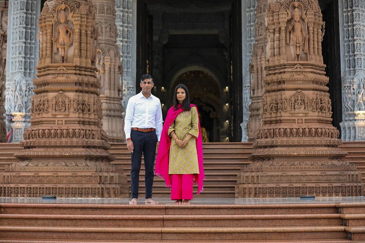Sunak and his wife spent about 45 minutes at the Akshardham temple and offered prayers. They were gifted a marble elephant and a marble peacock besides a special replica of Akshardham, a senior temple management official told PTI