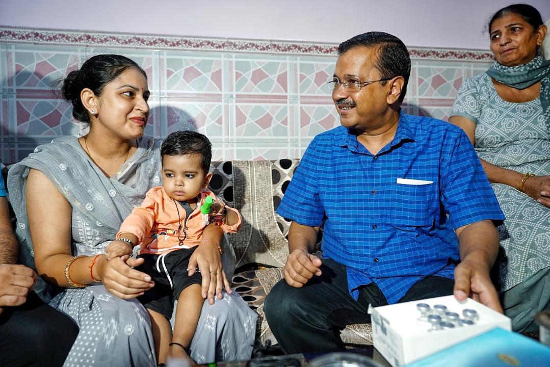 In Photos: Kejriwal visits family of boy suffering from rare genetic disease