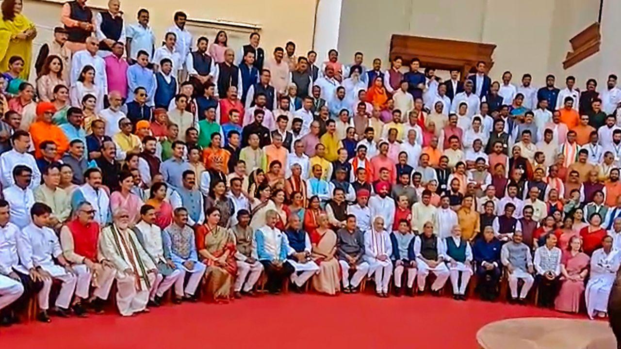 Following the walk, all Members of Parliament, including PM Modi and Vice President Jagdeep Dhankhar, assembled for a joint photo session ahead of the session in the newly constructed Parliament building.