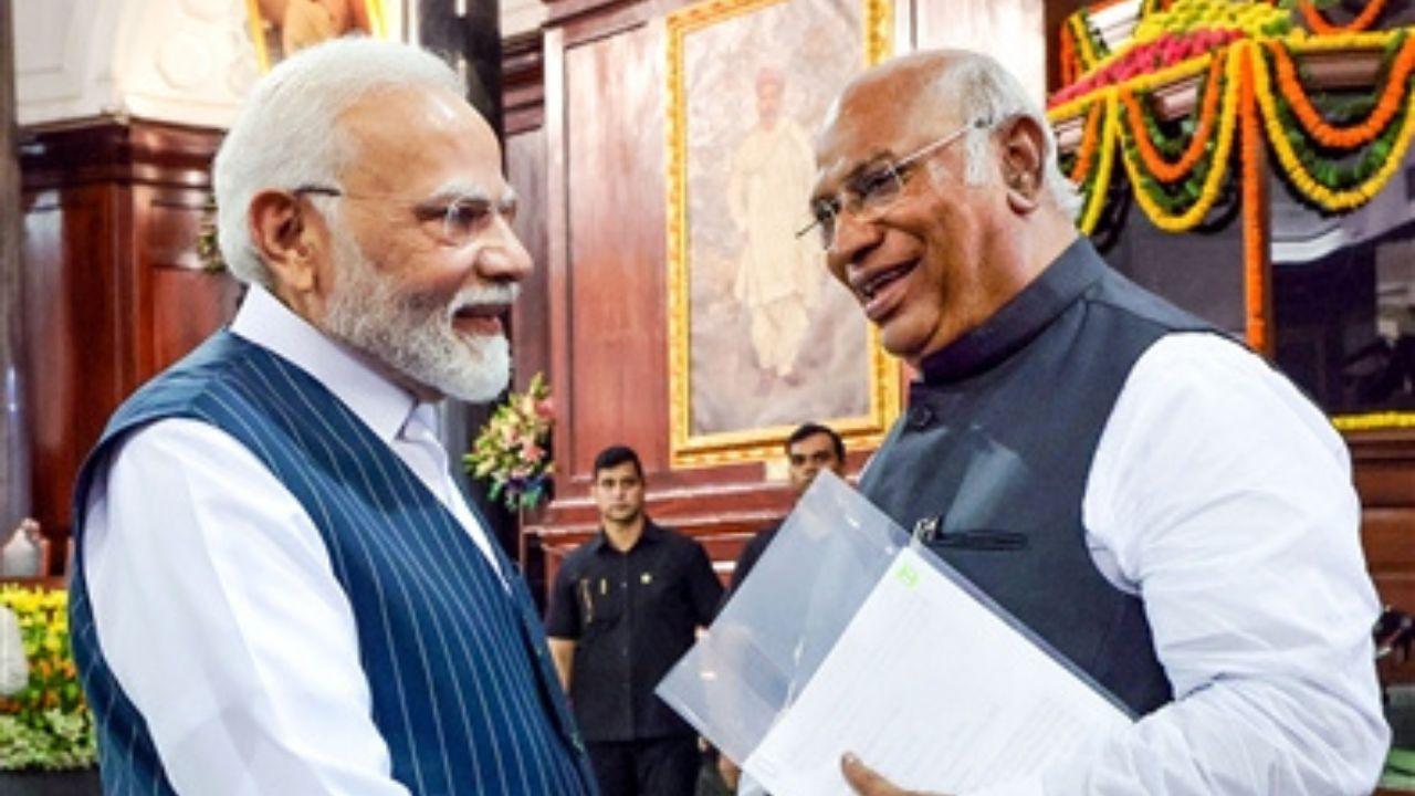 Leader of Opposition, Mallikarjun Kharge, too addressed the leaders. He said parliamentarians should commit to preserving constitutional values and ideals.