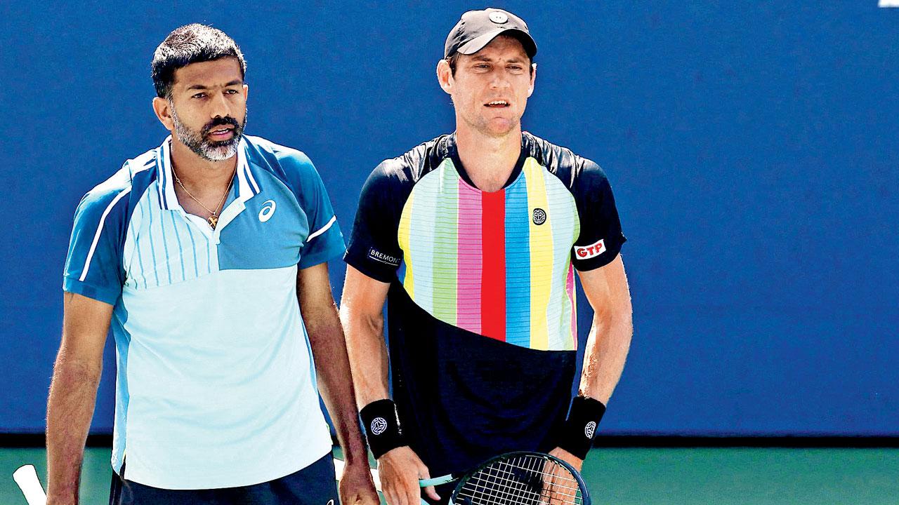 Rohan Bopanna (left) and partner Matthew Ebden. Pic/AFP