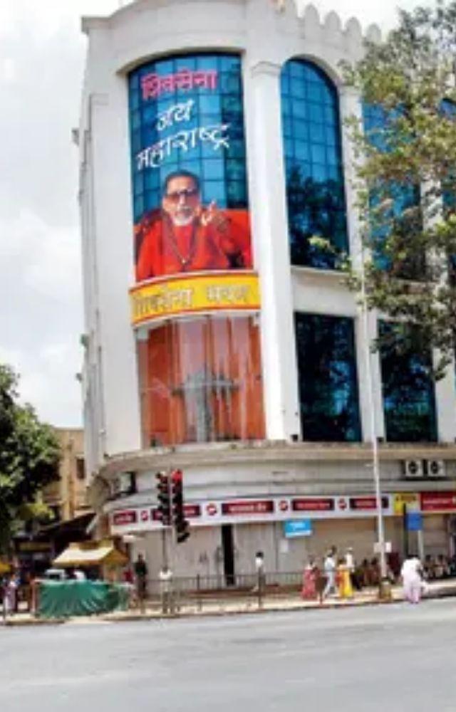 The inscription in Marathi on the poster is an old quote from the party founder Balasaheb Thackeray