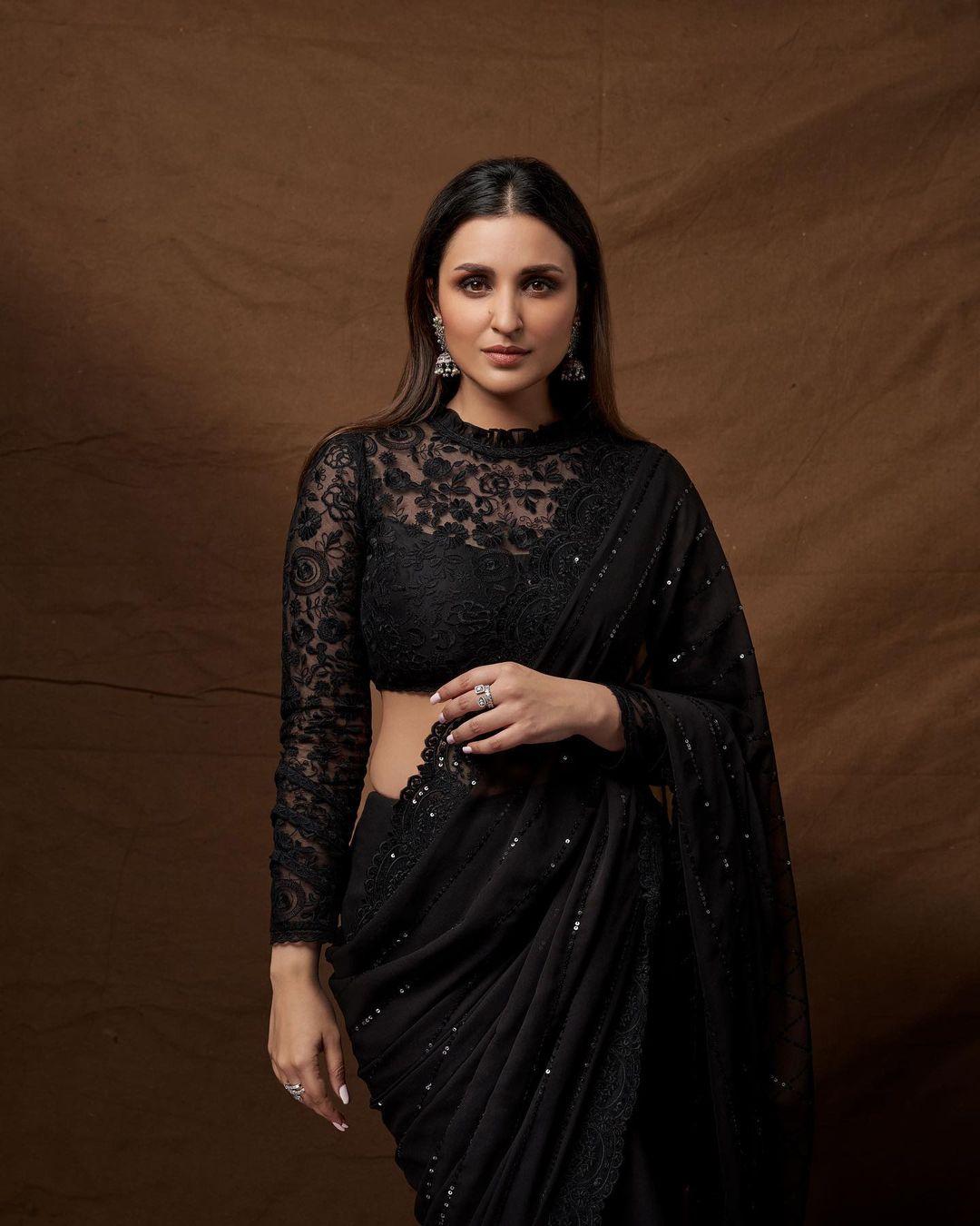 Wearing black, especially in the form of a saree, is always a great choice that is sure to garner compliments