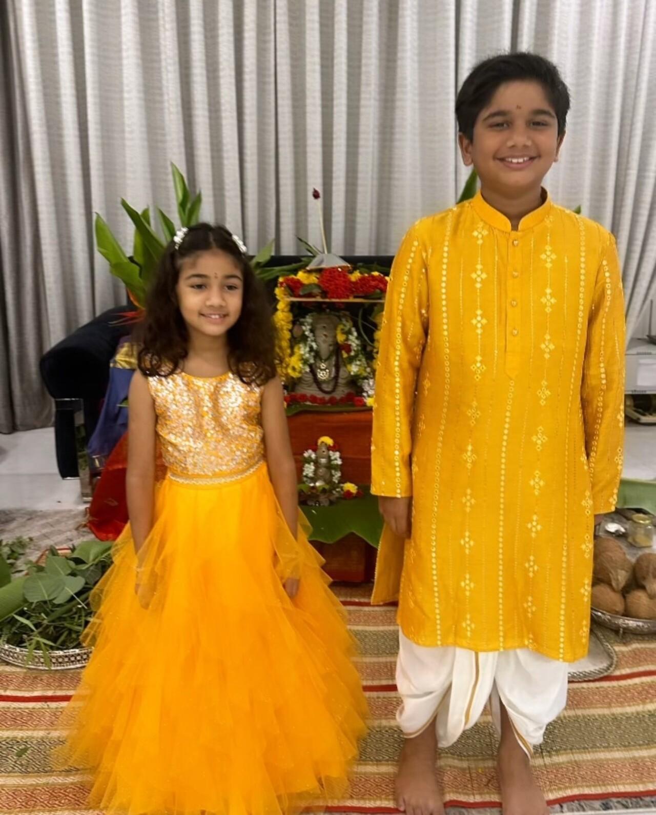 Allu Arjun's kids twinned in yellow for the festival