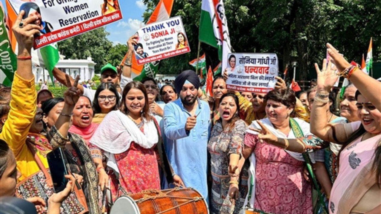 Meanwhile, Delhi Congress workers were also seen dancing to the tunes of dhol—Indian percussion instrument—and had posters up thanking Sonia Gandhi. The bill was reportedly first introduced by the UPA government.