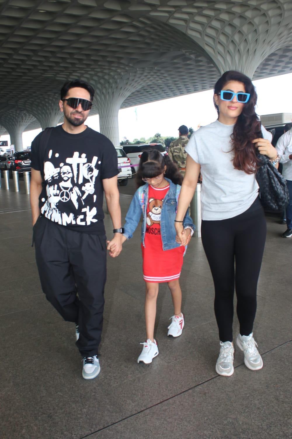 Ayushmann Khurrana was spotted at the airport alongside his family