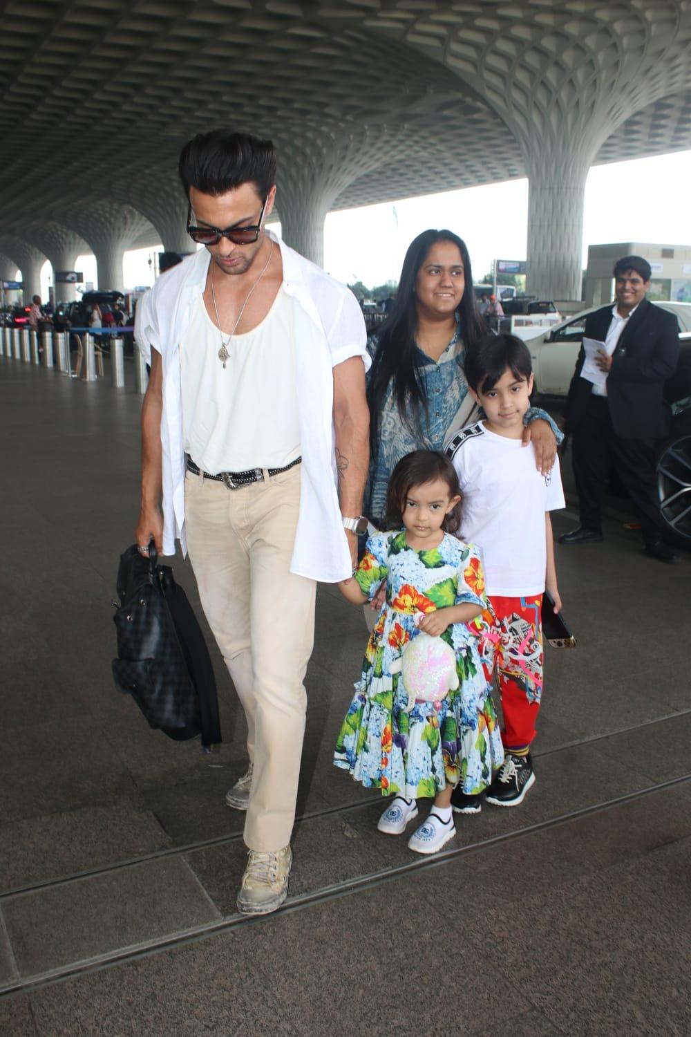 Ayush Sharma and Arpita Singh along with their adorable children were spotted at the airport