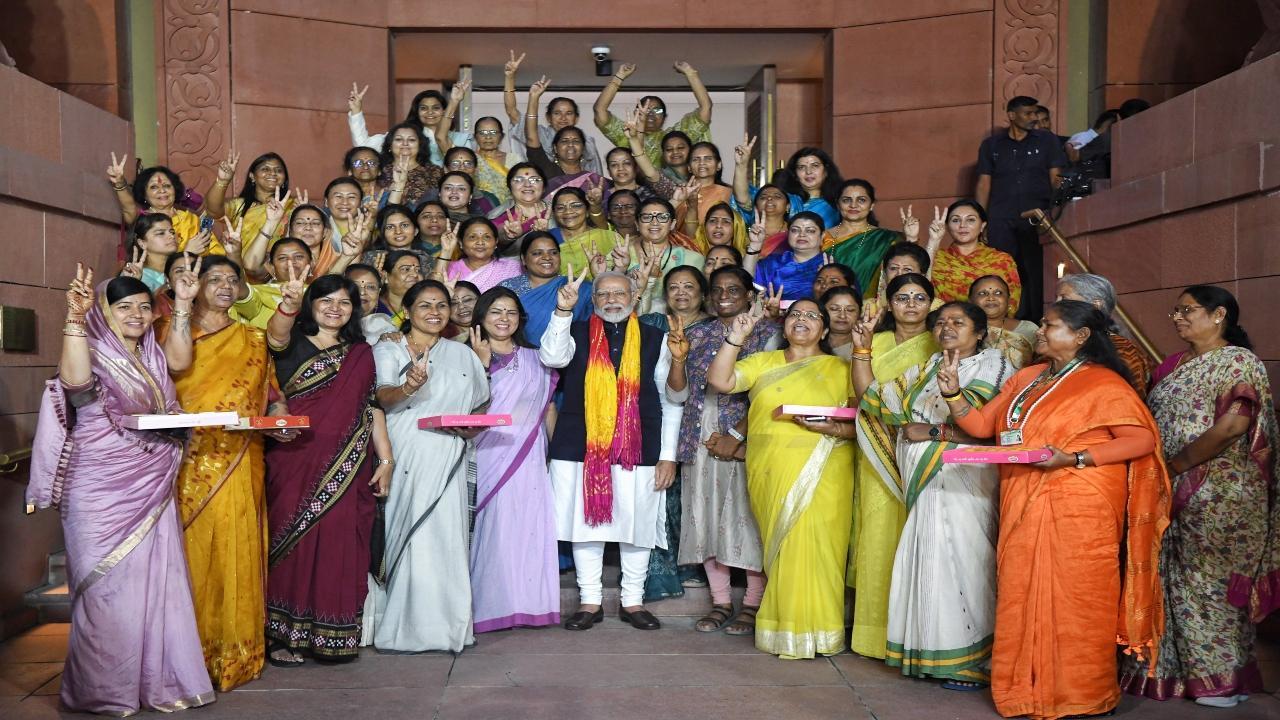 In Pics: PM poses with women MPs after the passage of women's reservation bill