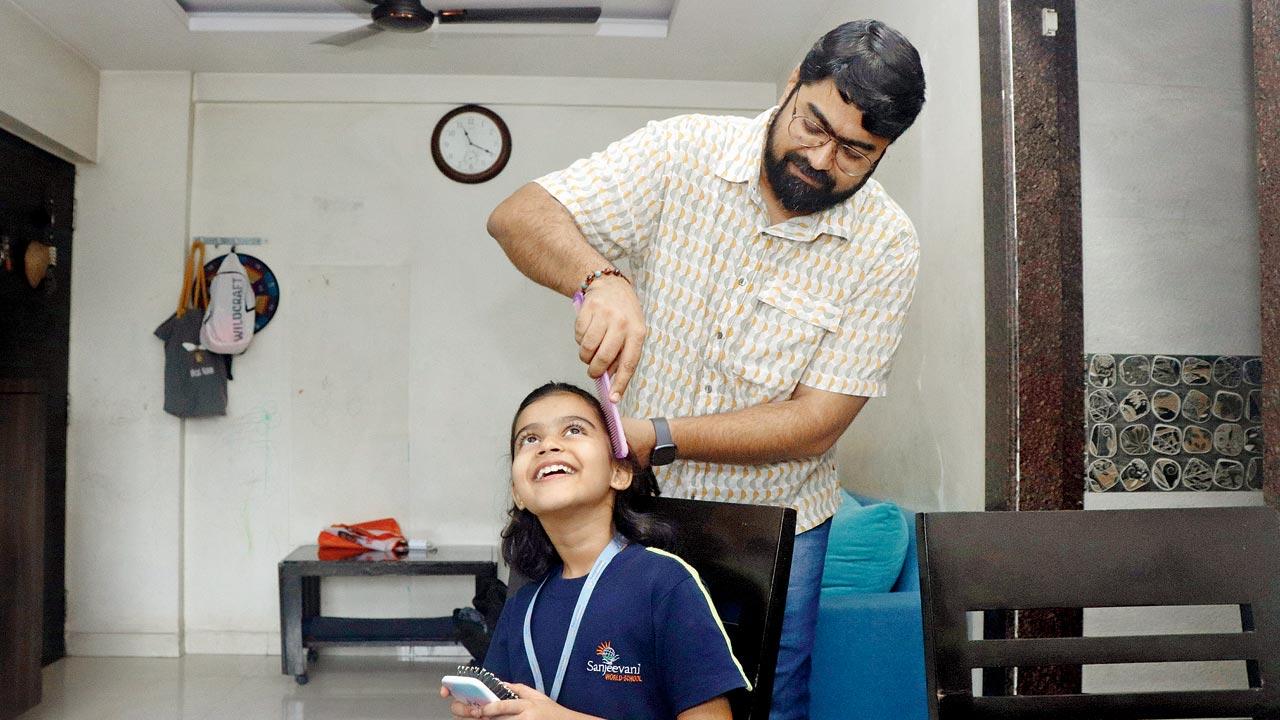 Virat Singh switched professions in favour of a four-day work week with an organisation that puts family first so that he could enjoy watching seven-year-old Aarya grow—Zoom call interruptions, tantrums, bak-bak and all. Pic/Anurag Ahire