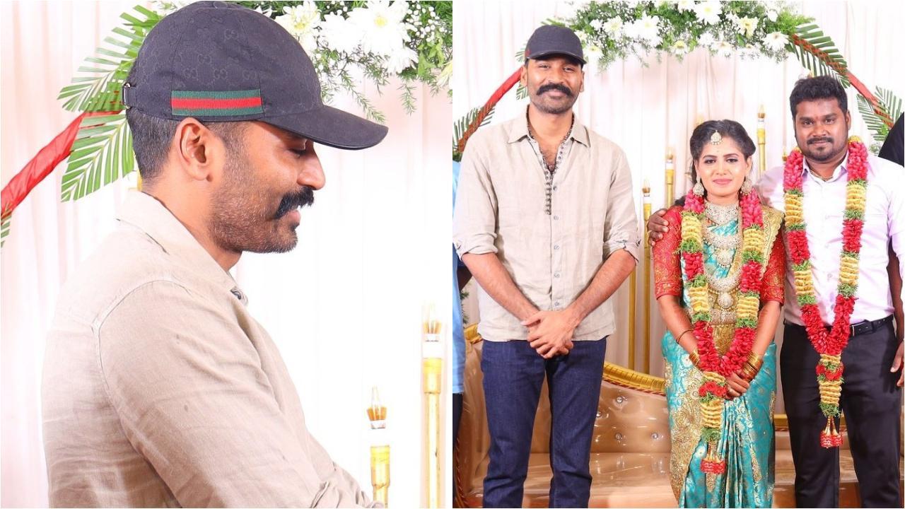 Dhanush attends assistant's wedding amid 'Captain Miller' shoot, poses with newly weds