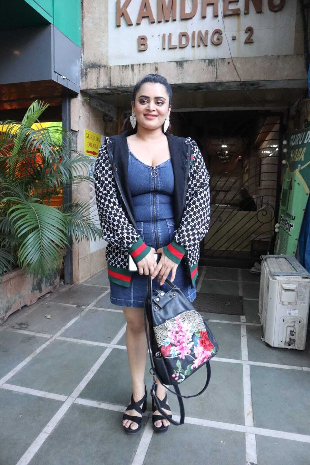 Bebika Dhurve was snapped in the city wearing a cute blue dress paired with a jacket