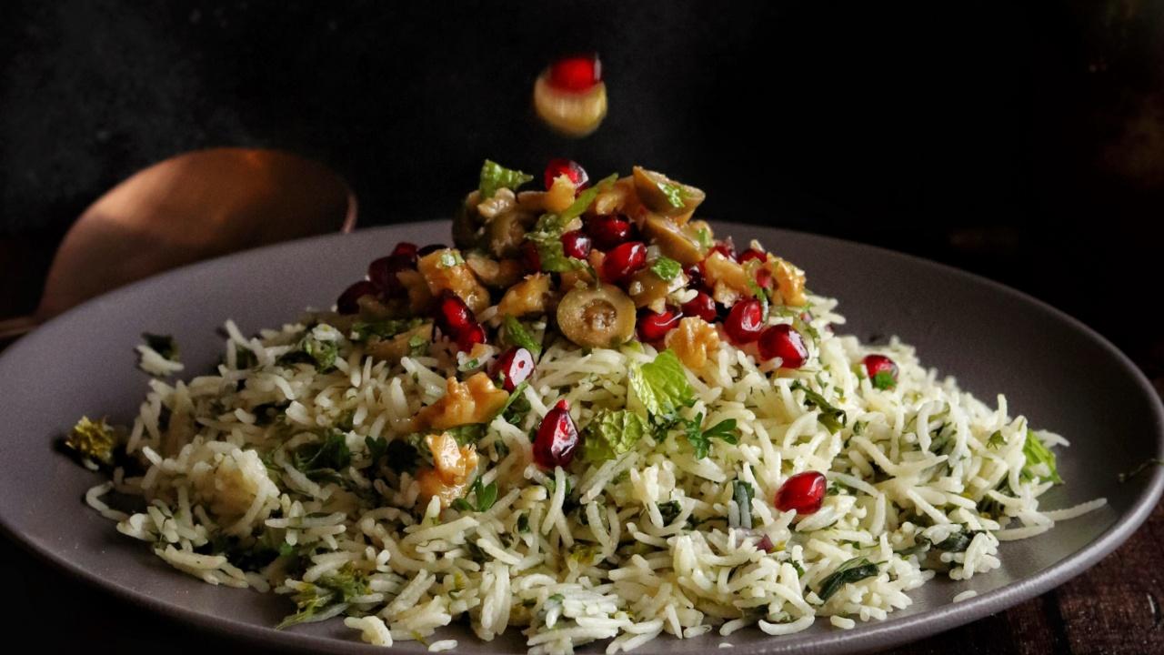 Herb Rice with nutty Pomegranate SalsaWe Indians love our rice and often find meals incomplete without it. A flavourful rice during fancy meals on any occasion, be it a vegetable pulao or biryani, satisfies the soul thoroughly. The newest addition to rice varieties is the herb rice. The dish involves steaming hot rice infused with the rich flavours of herbs that enhance the taste of this dish. It is a perfect accompaniment to any main course. Photo Courtesy: Chef Natasha Celmi