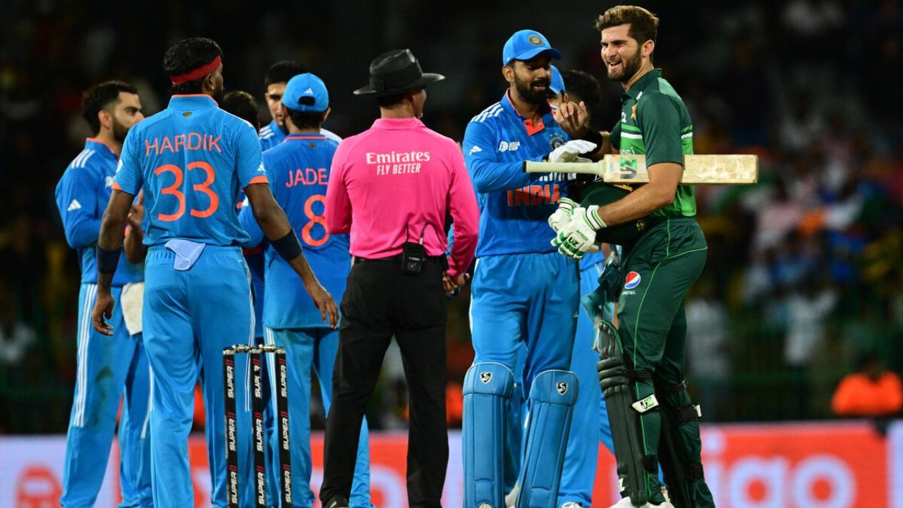 Shaheen Shah Afridi congratulating Indian team for the win (Pic: AFP)
