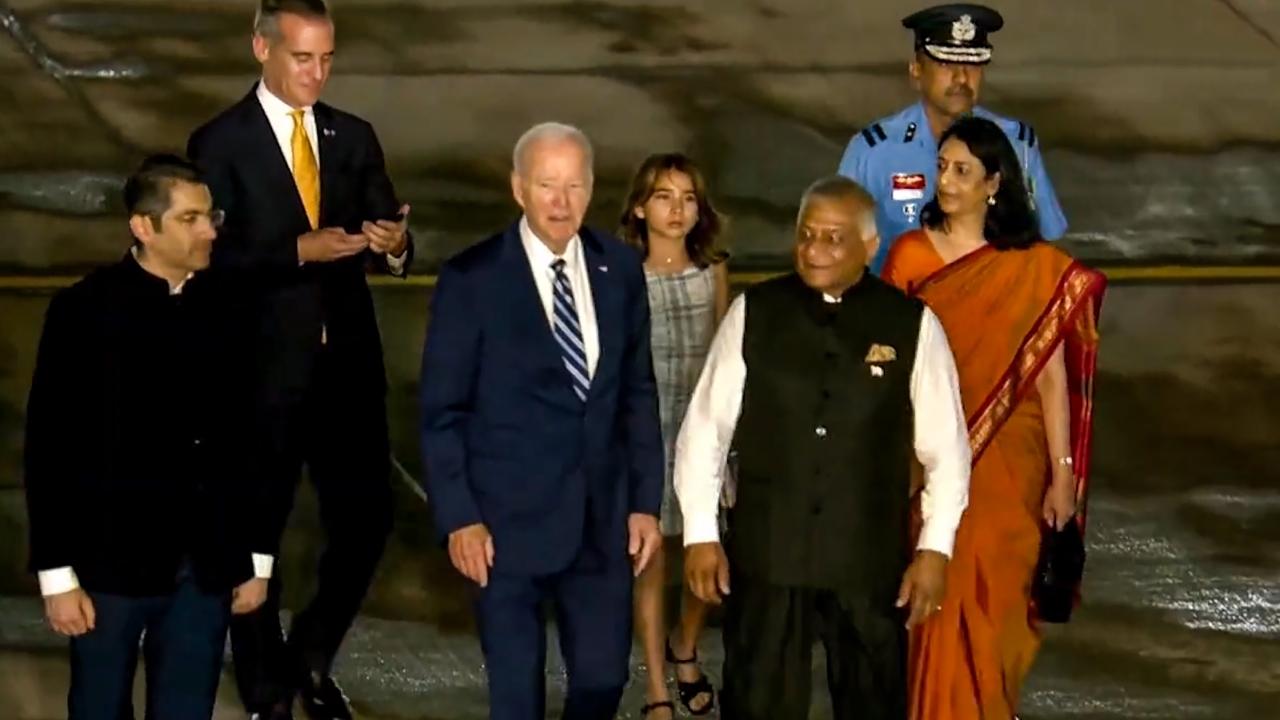 US President Joe Biden on Friday evening arrived at Indira Gandhi International Airport in Delhi to attend the G20 summit