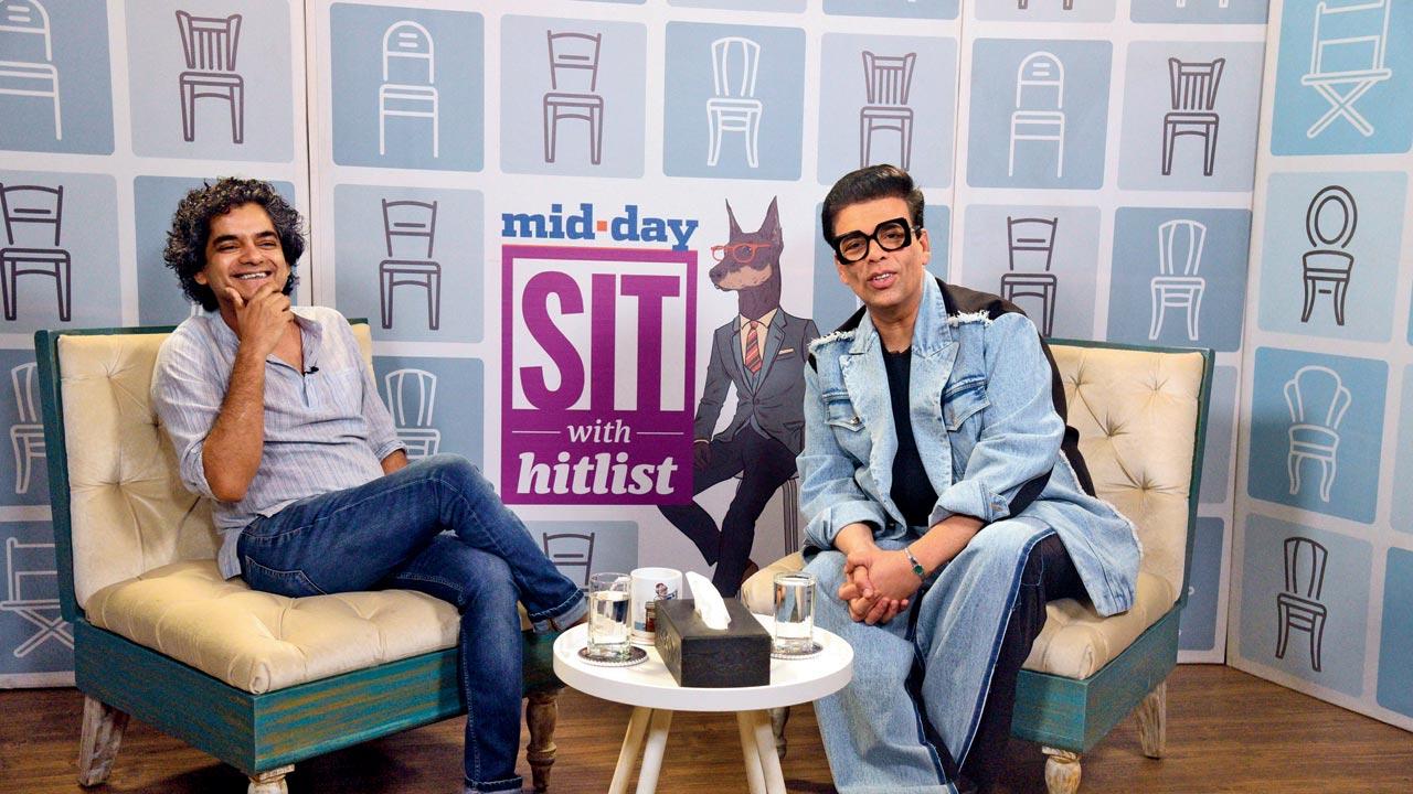 Filmmaker Karan Johar with mid-day’s entertainment editor Mayank Shekhar at the latest edition of Sit with Hitlist. Pics/Aishwarya Deodhar