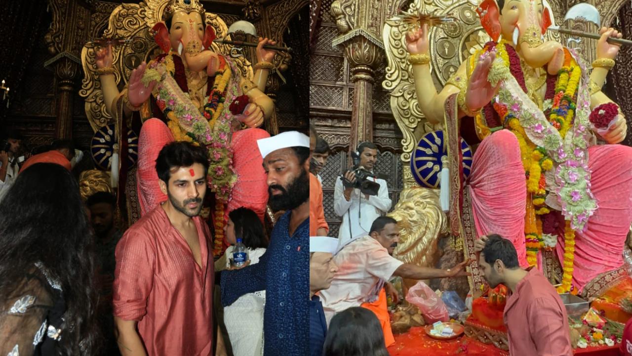 Ganesh Chaturthi 2023: Kartik Aaryan seeks blessings at Lalbaugcha Raja
