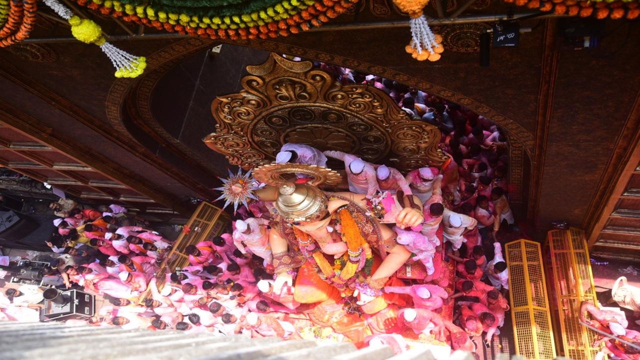 Crowds gathered at various places in the city to catch a glimpse of their favourite deity, as decked up idols of Lord Ganesh in various forms and sizes were taken out of pandals for their final journey, accompanied by music, dance and prayers