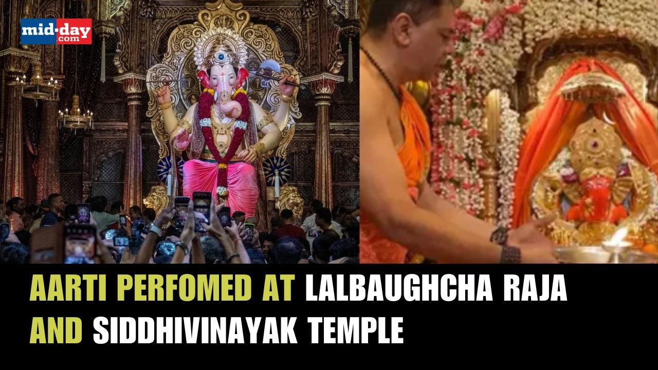 Ganesh Chaturthi 2023: Aarti performed at Lalbaugcha Raja, Siddhivinayak temple