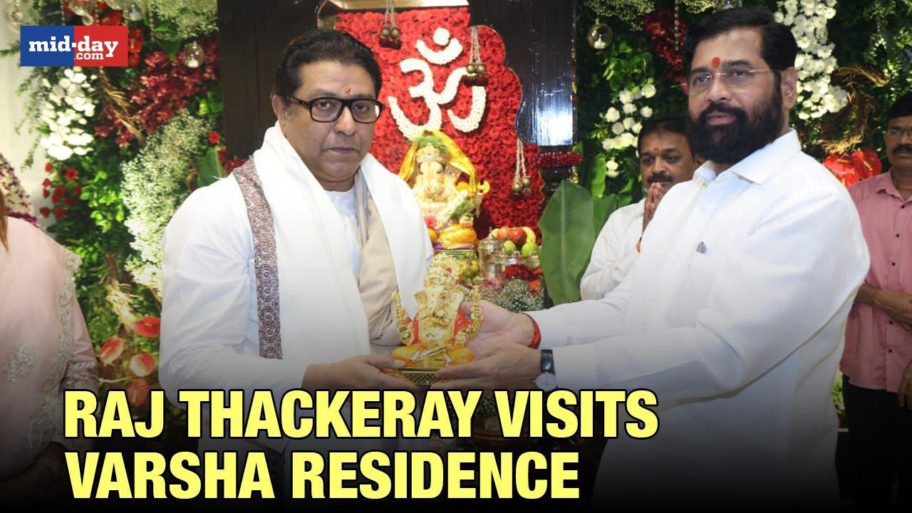 MNS President Raj Thackeray visits CM Shinde's Varsha residence 