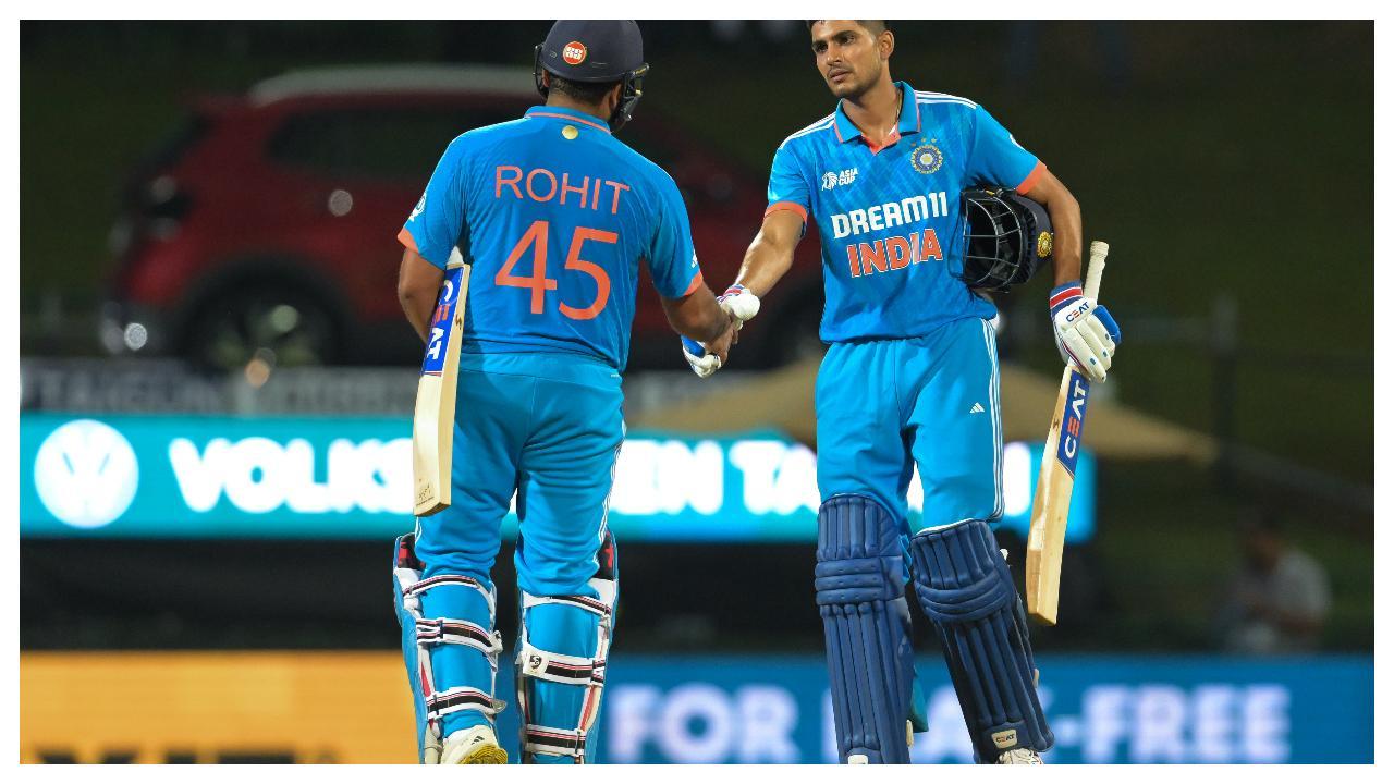Rohit, Shubman congratulating each other / Pic: AFP