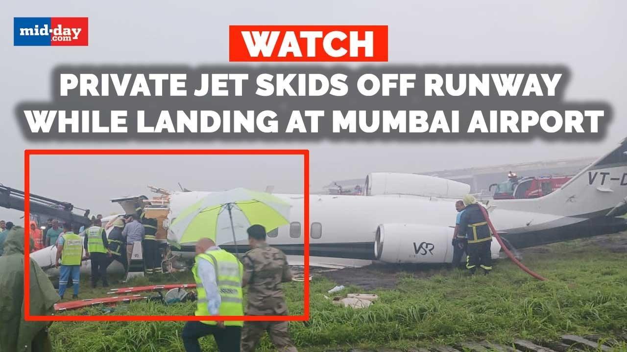 Watch: Private jet skids off runway while landing at Mumbai Airport