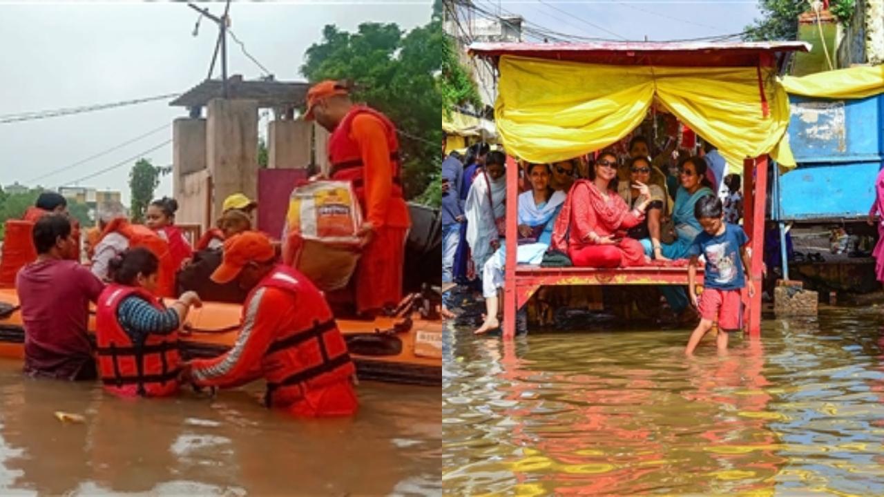 IN PHOTOS: NDRF team rescues people trapped in floodwaters in Gujarat