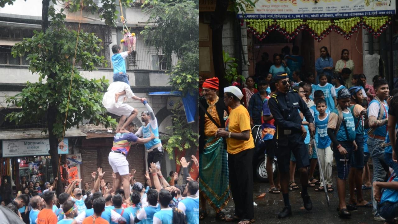 At least 35 'Govindas' involved in the formation of human pyramids as part of the Dahi Handi celebrations were injured in parts of Mumbai (Pic/Sameer Abedi)