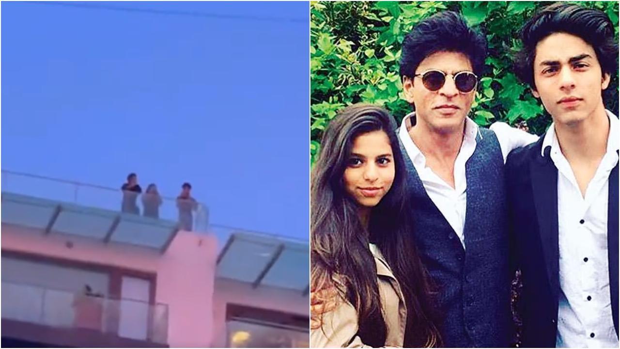 Shah Rukh Khan spends time with Aryan and Suhana on Mannat's terrace